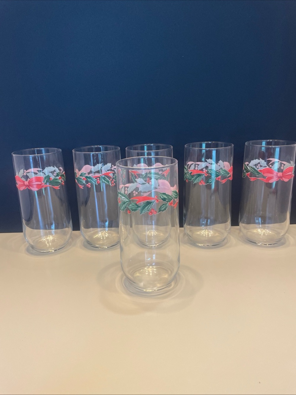 Luminarc Vintage Holiday Holly Christmas Drinking Glasses Grandmacore